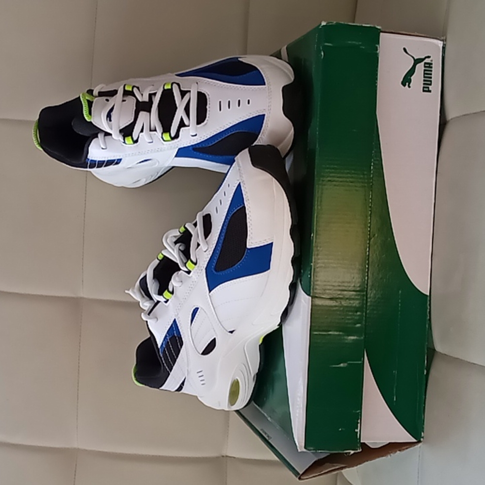 Puma Cell Speed Athletic Shoes. White- Galaxy Blue, Size 12 Mens.